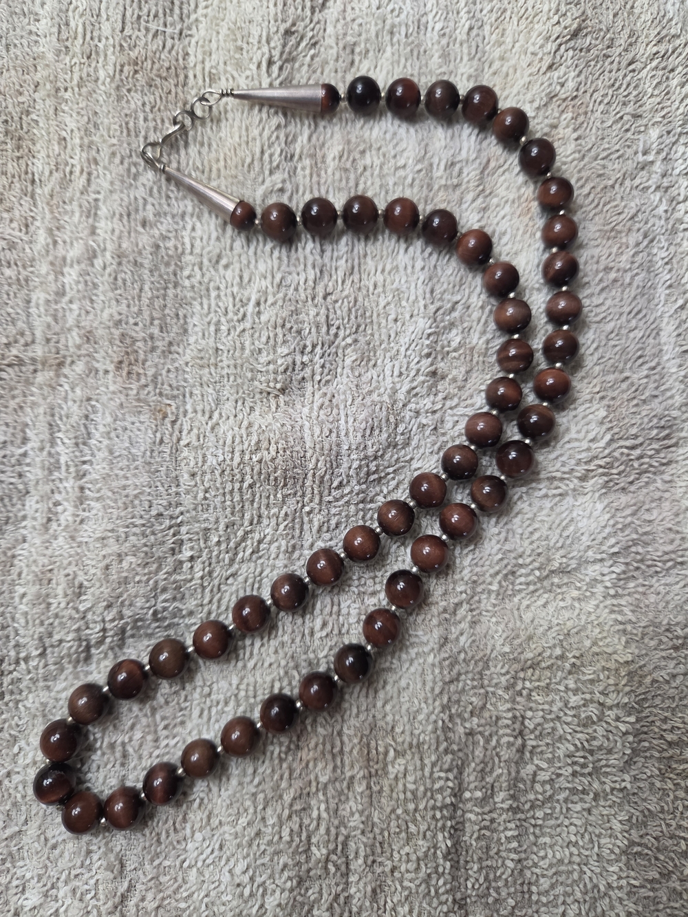 Red Tiger Eye And Sterling Silver Necklace
